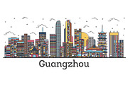 Outline Guangzhou China City Skyline