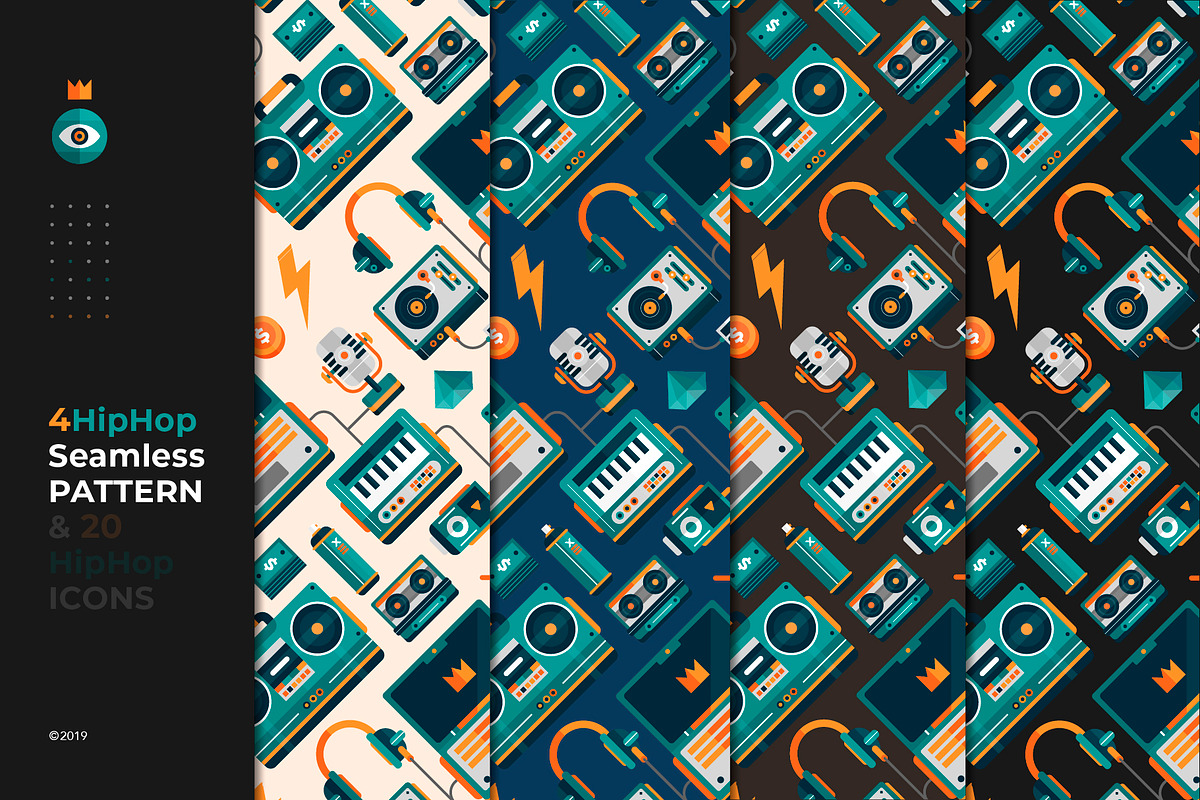 Hip Hop Seamless Pattern + 20 Icons in Patterns - product preview 8