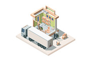 Warehouse building with truck and