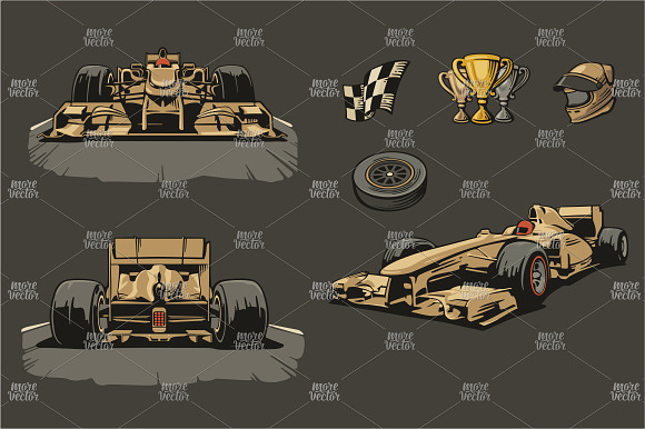 Formula one car race icons set in Graphics - product preview 1