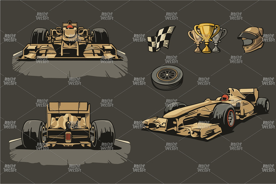 Car sport set symbols and poster f1 in Illustrations - product preview 8