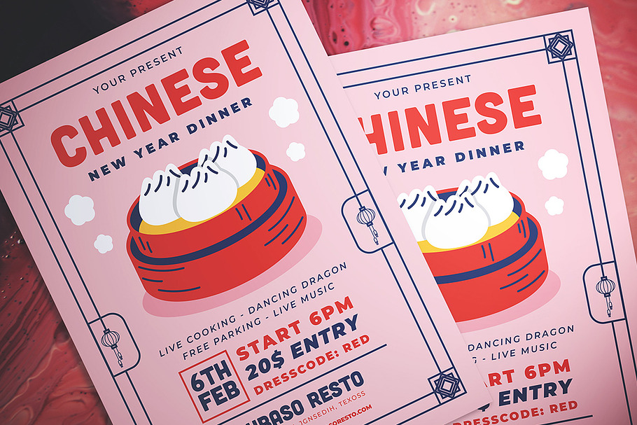 Chinese New Year Dinner Flyer in Flyer Templates - product preview 8