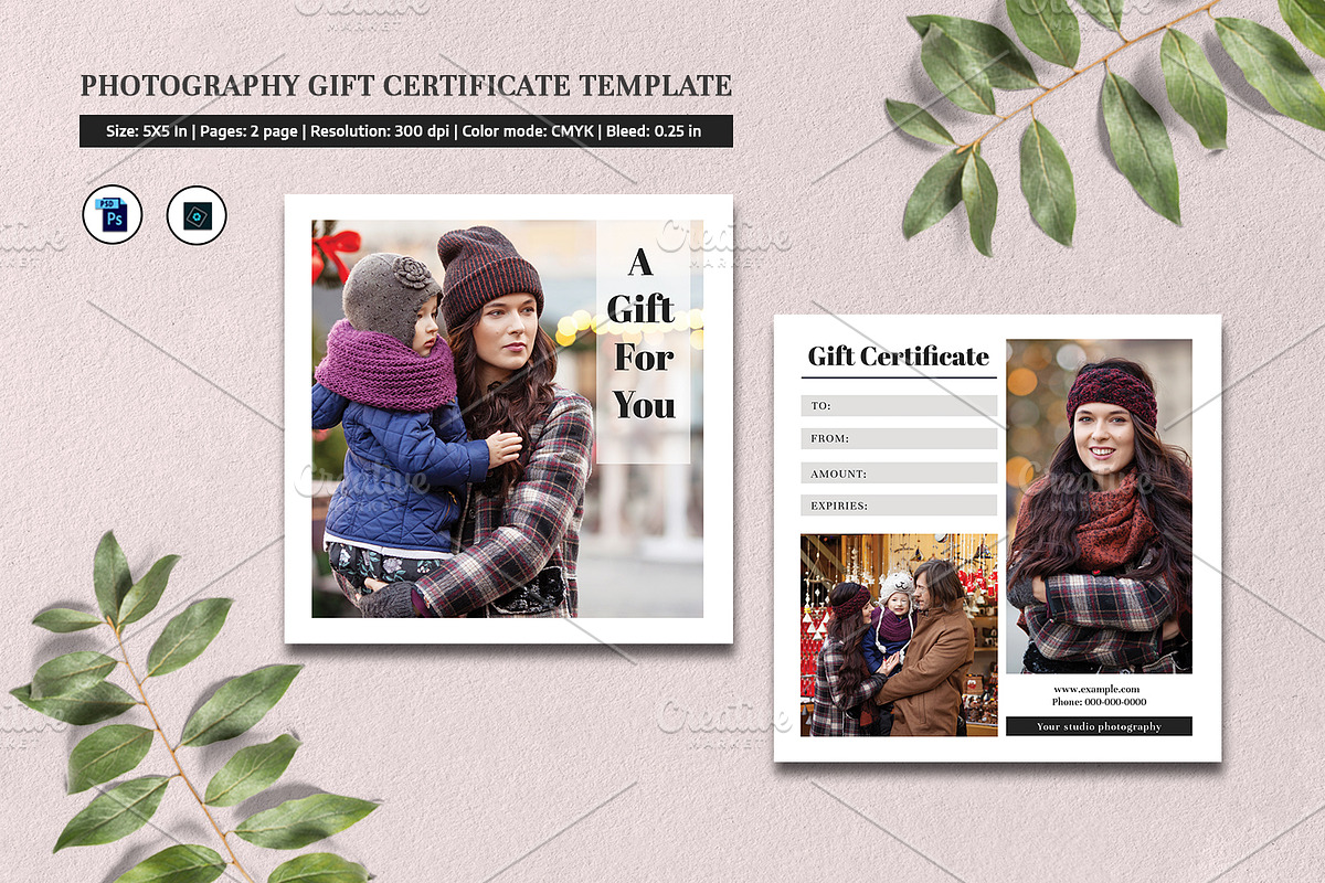 Photographer Gift Certificate V19 in Card Templates - product preview 8