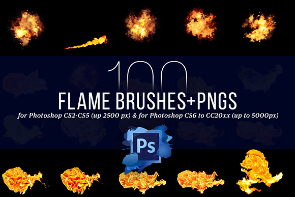 100 Photoshop Flame Brushes + PNGs in Add-Ons - product preview 2