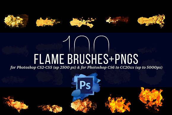 100 Photoshop Flame Brushes + PNGs in Add-Ons - product preview 5
