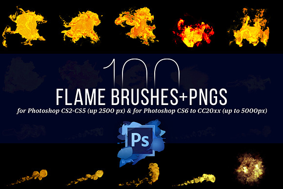 100 Photoshop Flame Brushes + PNGs in Add-Ons - product preview 6