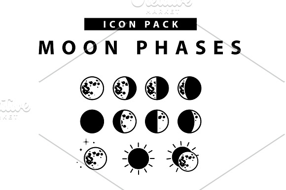 Moon Phases Icon Set in Graphics - product preview 3