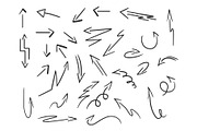 Doodle arrow set sketch vector