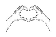 Hands making heart sign sketch