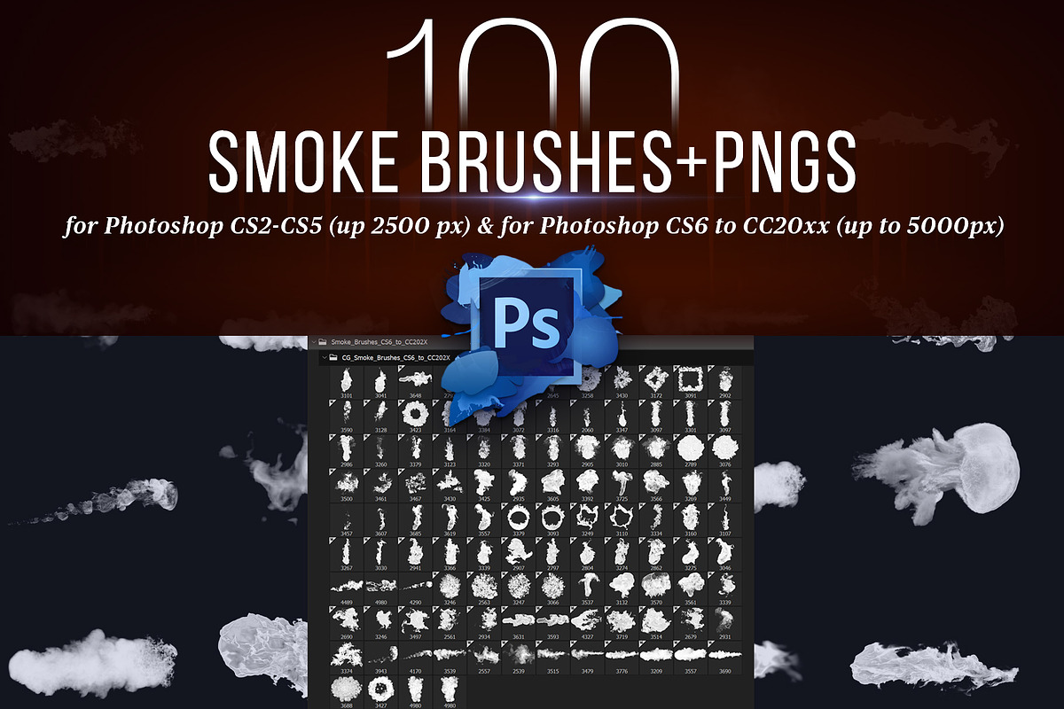 100 Photoshop Smoke Brushes + PNGs in Add-Ons - product preview 8