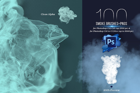100 Photoshop Smoke Brushes + PNGs in Add-Ons - product preview 2