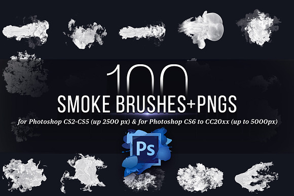 100 Photoshop Smoke Brushes + PNGs in Add-Ons - product preview 5