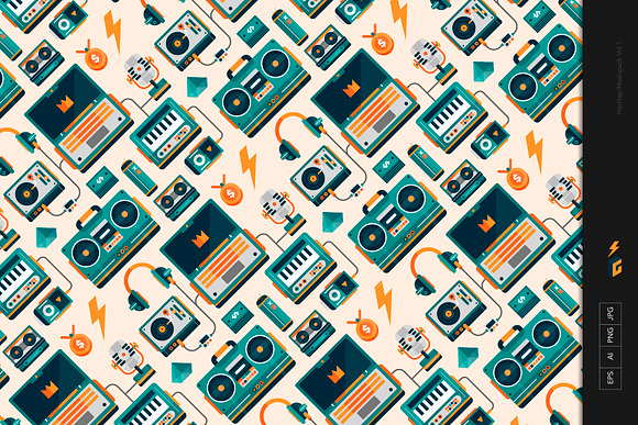 Hip Hop Seamless Pattern + 20 Icons in Patterns - product preview 3