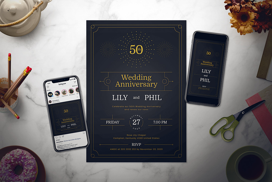 Wedding Anniversary Flyer Set in Flyer Templates - product preview 8