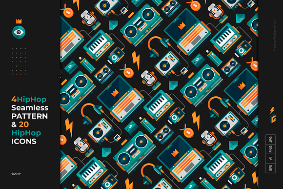 Hip Hop Seamless Pattern + 20 Icons in Patterns - product preview 7