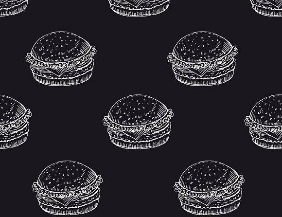 Burger hand drawn vector design in Patterns - product preview 1