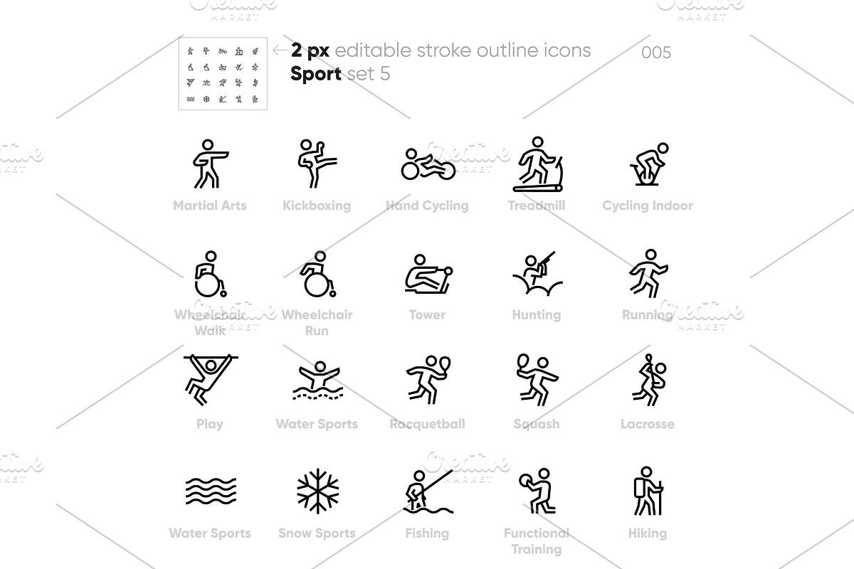 Sport and Activity outline vector in Illustrations - product preview 8