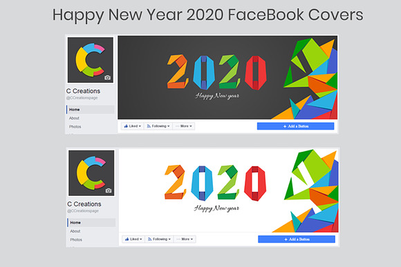 Happy New Year 2020 Facebook Covers in Web Elements - product preview 1