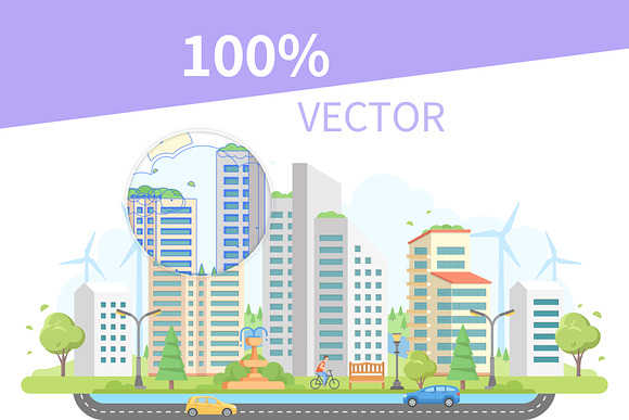 Eco city - flat design style set in Illustrations - product preview 2