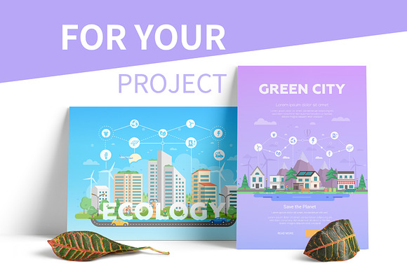 Eco city - flat design style set in Illustrations - product preview 3