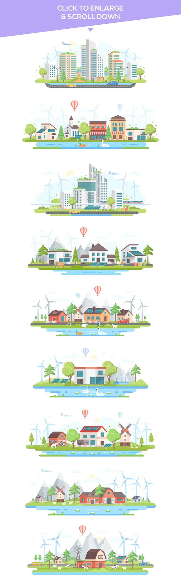 Eco city - flat design style set in Illustrations - product preview 10