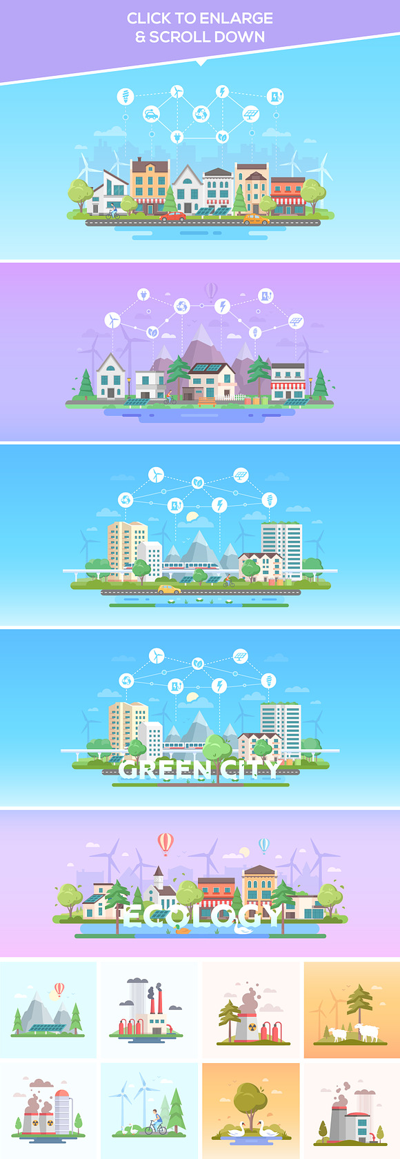 Eco city - flat design style set in Illustrations - product preview 11