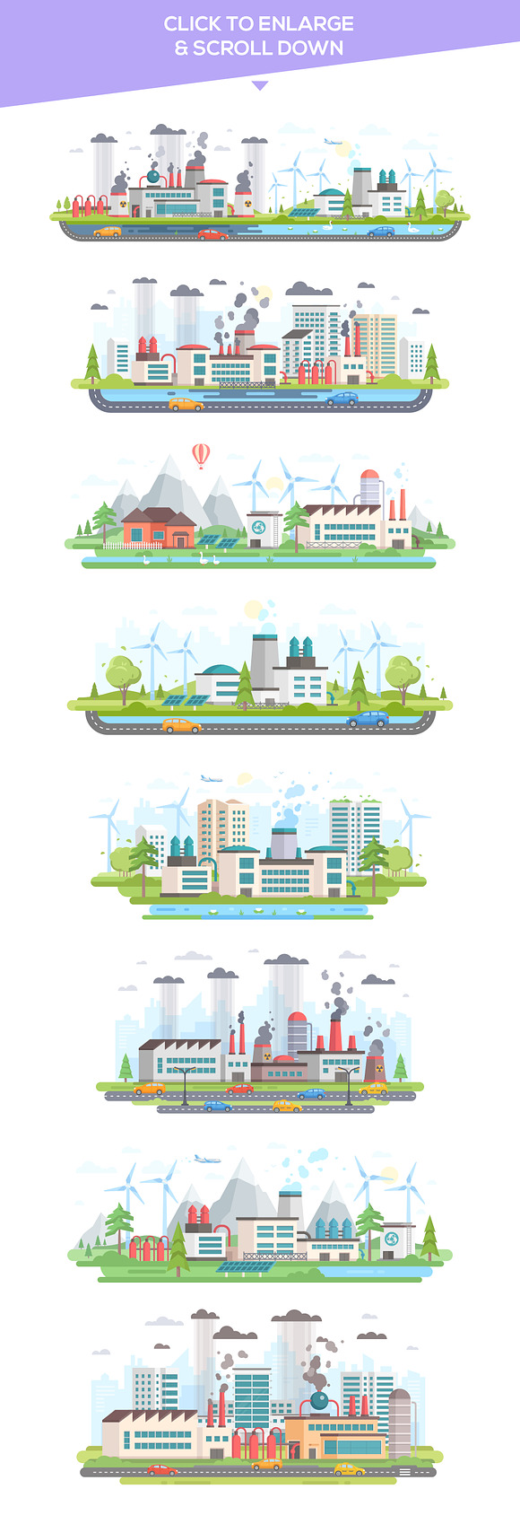 Eco city - flat design style set in Illustrations - product preview 12