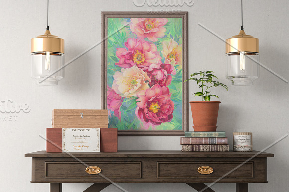 Watercolor acrylic Peony flowers in Illustrations - product preview 2