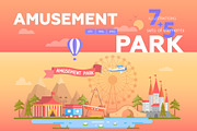 Set of amusement park elements