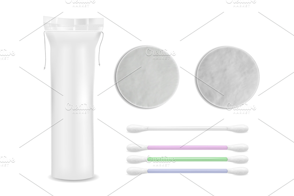Cotton pads and cotton buds in Product Mockups - product preview 8