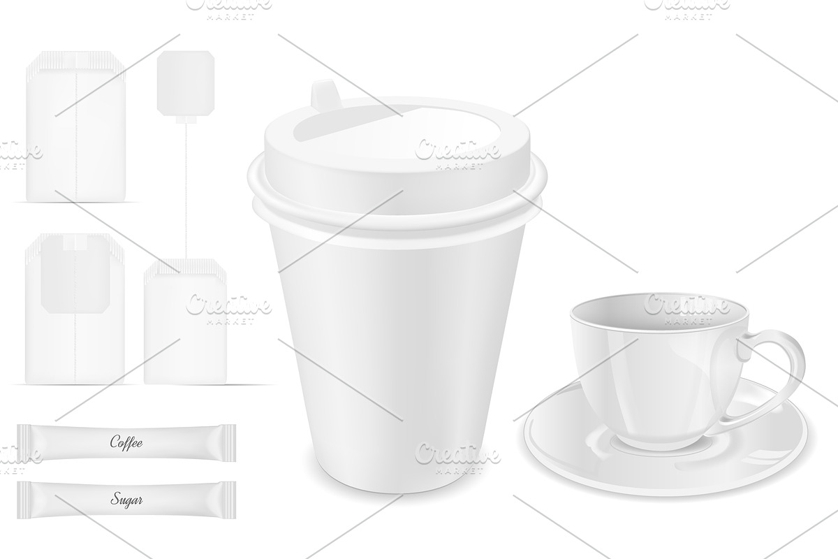 Glass cup, paper coffee cup in Product Mockups - product preview 8