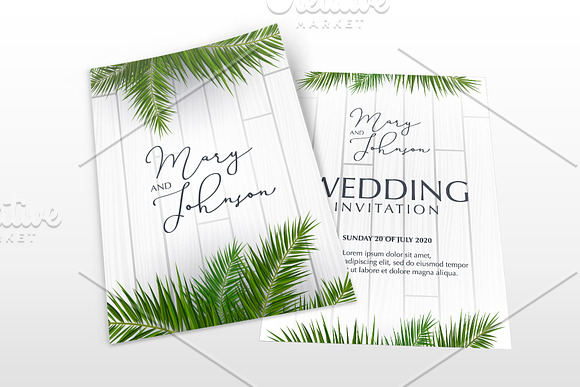 Wedding Invitation with leaves. Set3 in Wedding Templates - product preview 1