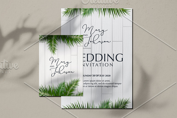 Wedding Invitation with leaves. Set3 in Wedding Templates - product preview 2