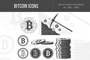 Bitcoin icons, vector set