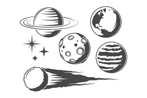 Set of vintage planet icons in Illustrations - product preview 1
