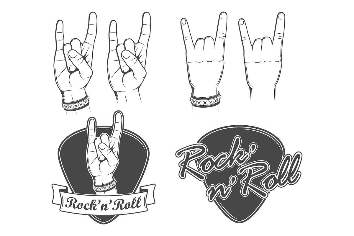 Rock'n'roll emblems in Illustrations - product preview 8