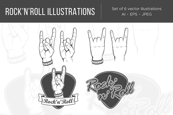 Rock'n'roll emblems in Illustrations - product preview 1