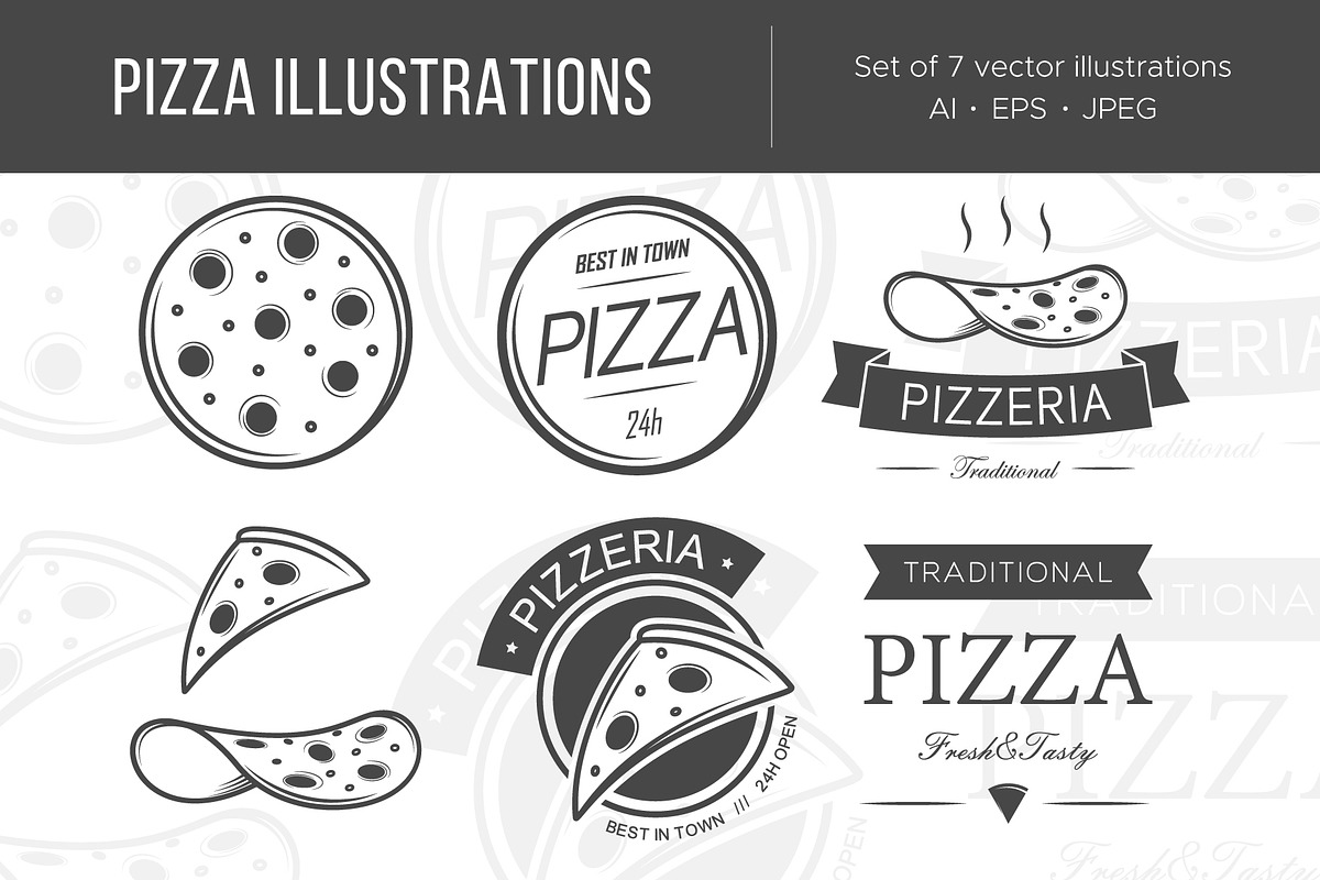 Pizza emblems and icons in Illustrations - product preview 8