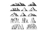 Mountains and cliffs icons
