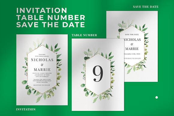 Green Foliage Wedding Suite in Wedding Templates - product preview 1