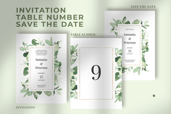 Eucalyptus Wedding Invitation Suite in Wedding Templates - product preview 1