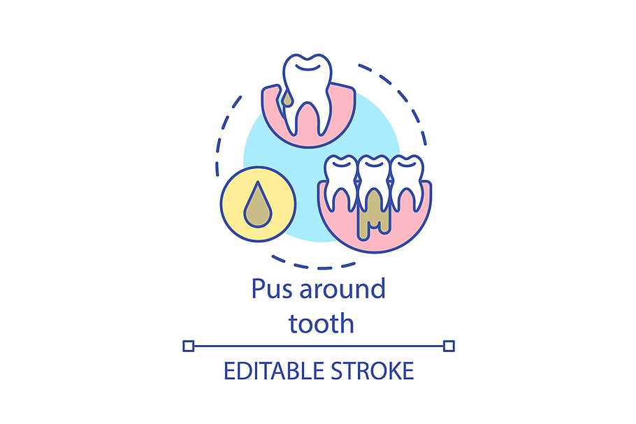 Pus around tooth concept icon