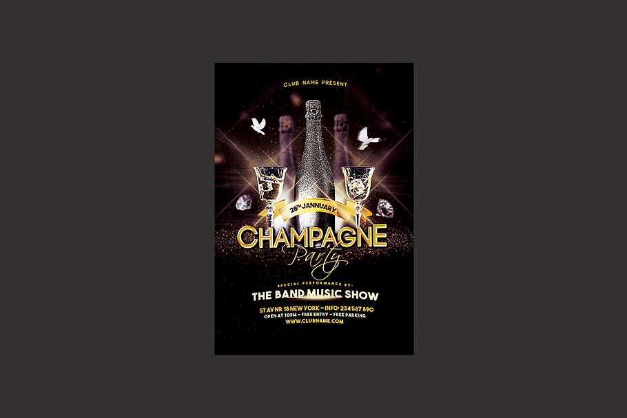 Champagne Party Flyer in Invitation Templates - product preview 8
