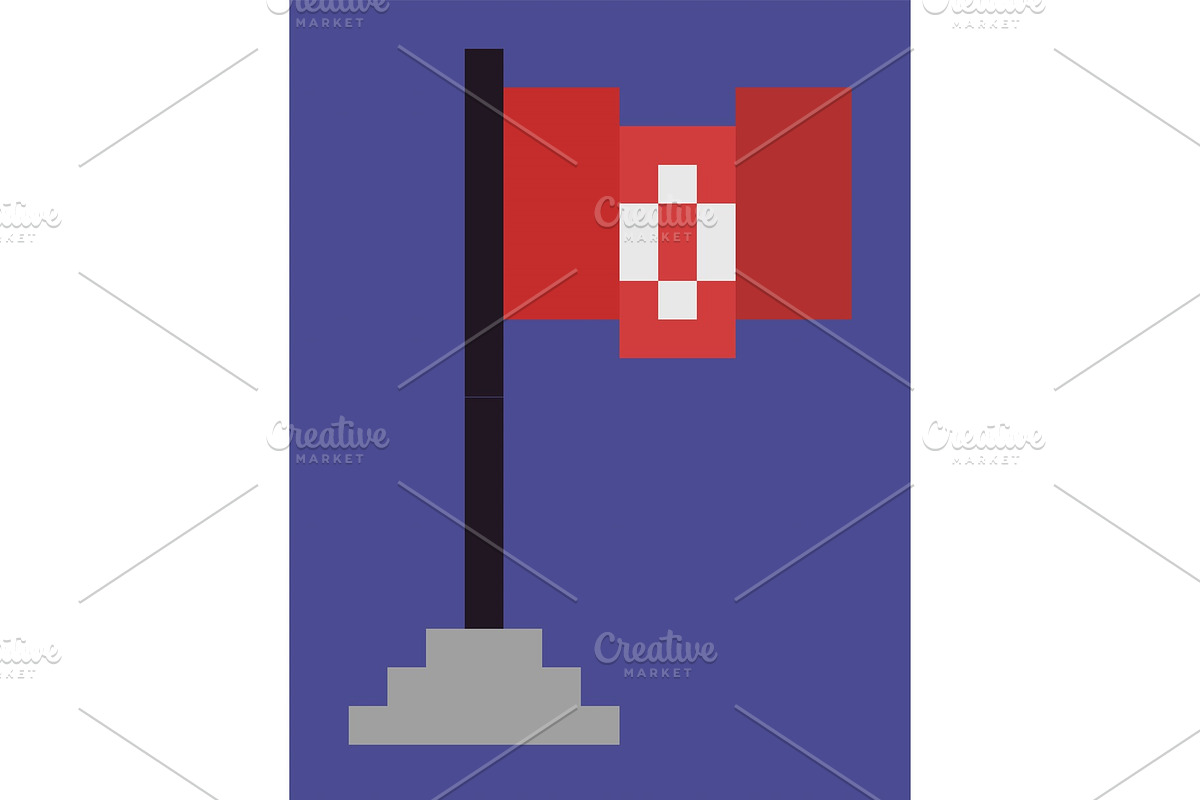 Flag on Pole, Pedestal with Cloth on in Objects - product preview 8