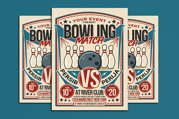 Retro Bowling Match Flyer