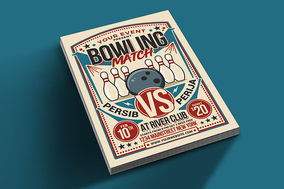 Retro Bowling Match Flyer in Invitation Templates - product preview 1