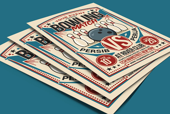 Retro Bowling Match Flyer in Invitation Templates - product preview 2