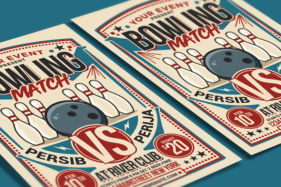 Retro Bowling Match Flyer in Invitation Templates - product preview 3