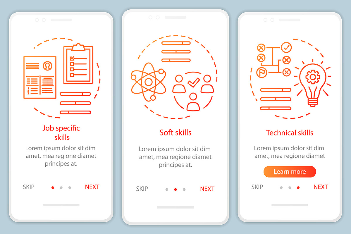 Skills orange gradient app pages in Website Templates - product preview 8