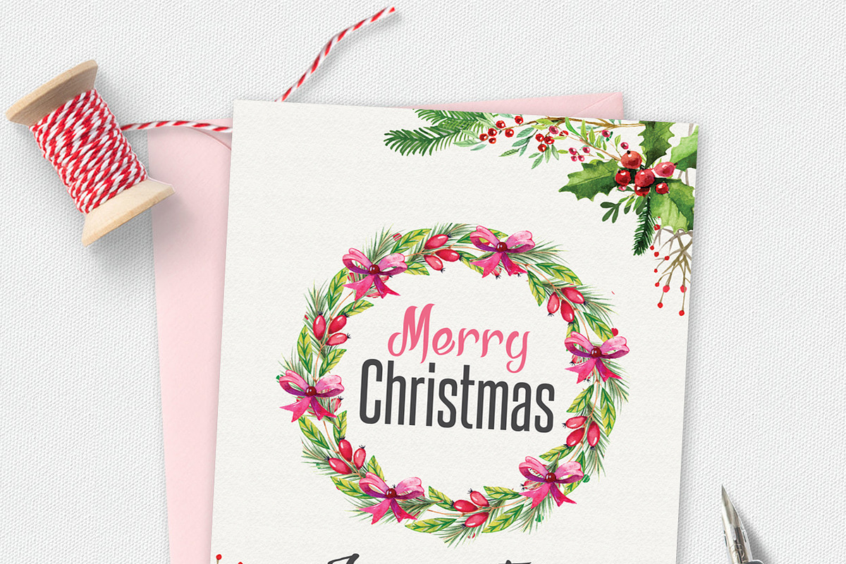 Watercolor Christmas Card in Invitation Templates - product preview 8